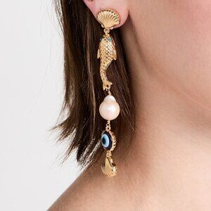 Lele Sadoughi La Mer Pearl Linear Earrings